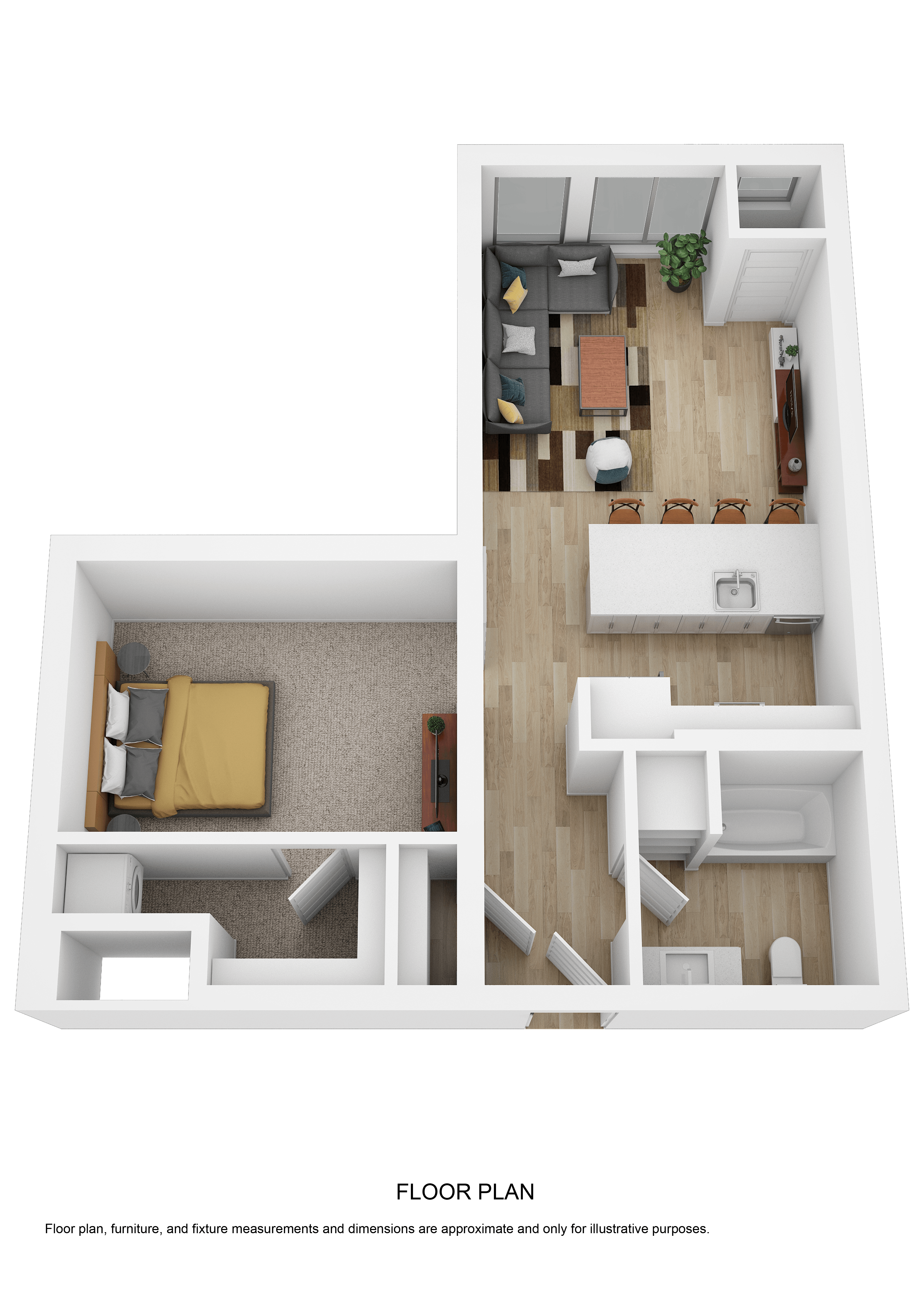 a floor plan of a room with a bedroom and a living room
